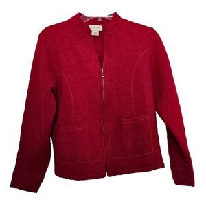 Women Studio Works 100% Wool Jacket Coat Red Zip Up Made in Australia